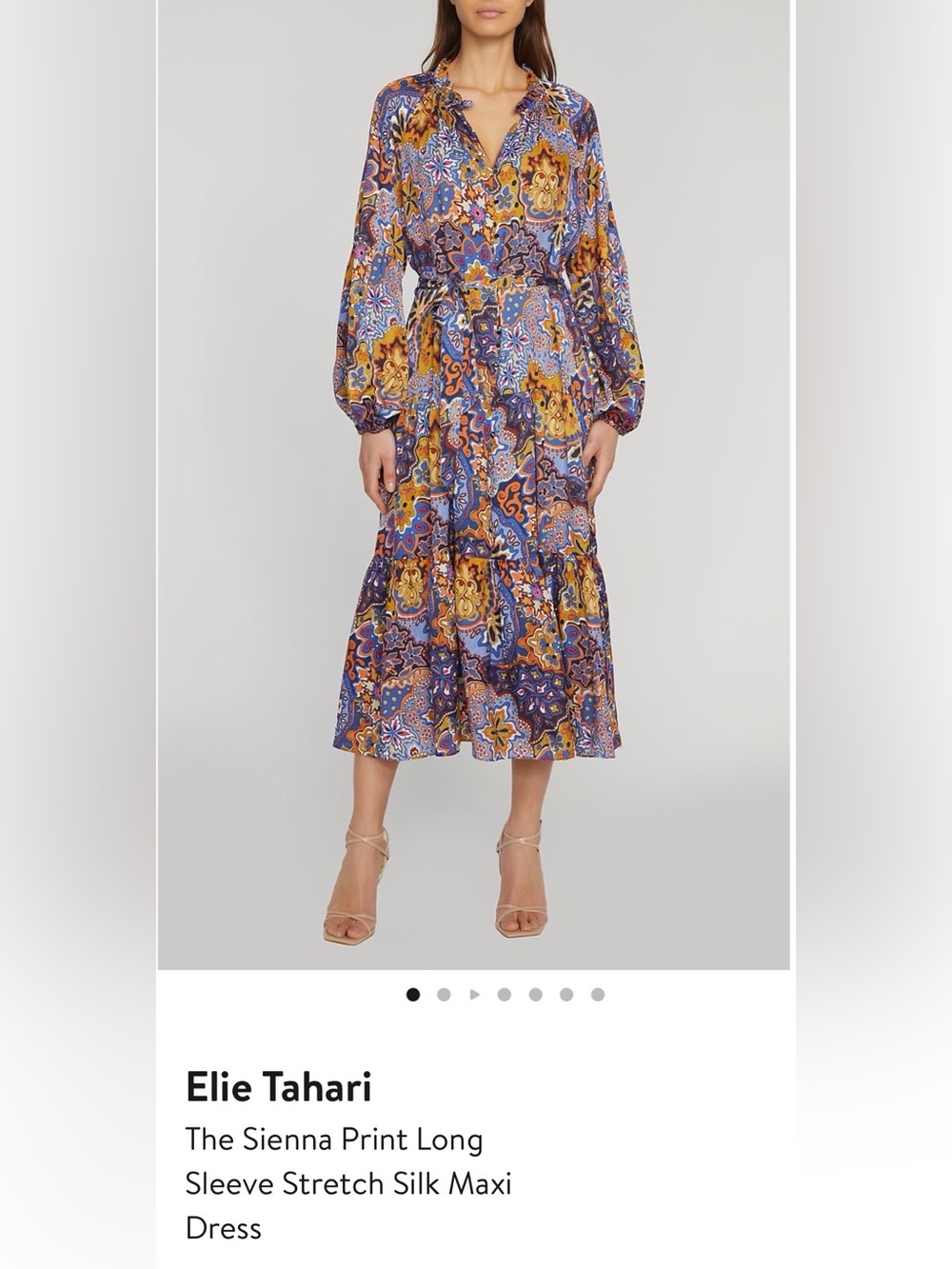 Elie Tahari Multicolor Floral Paisley Silk Maxi Dress - Blue & Yellow